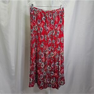 Patrons of Peace Red Floral Charlotte Maxi Skirt Size Large